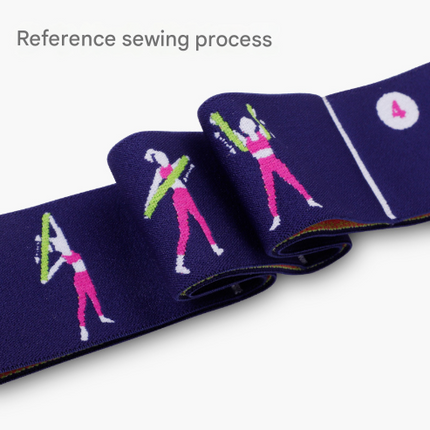Pink Instructional Yoga Stretch Strap with Embroidered Pose Guide - 11-Loop Flexibility Band.