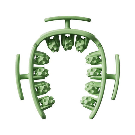 Green Removable Adjustable Wrap-Around Muscle Roller - 11-Wheel Deep Tissue Massager for Legs, Arms & Body.