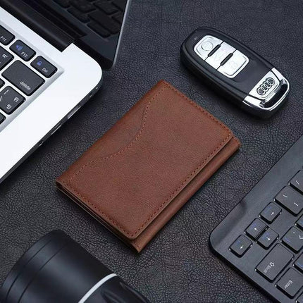 Brown 3-in-1 Magnetic Wallet for MagSafe - Slim PU Leather Card Holder with Kickstand.