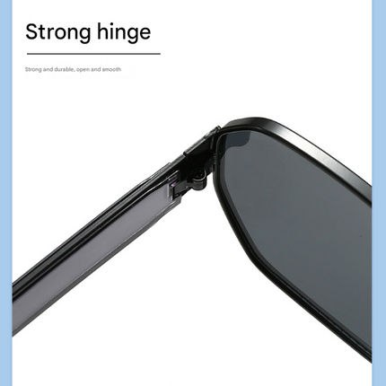 Gold Frame and Black Grey Lenses Modern Retro Geometric Sunglasses - Chic Metal Frame with UV400 Lenses and Black PU Leather Protective Case.