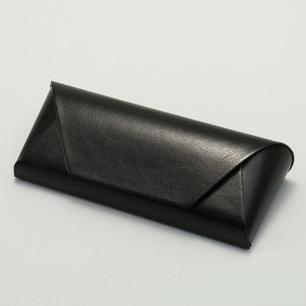 2 Pcs Black Vintage Style PU Leather Eyewear Case - Protective Hard Shell with Soft Lining.