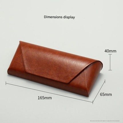 2 Pcs Brown Vintage Style PU Leather Eyewear Case - Protective Hard Shell with Soft Lining.
