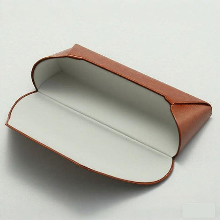 2 Pcs Brown Vintage Style PU Leather Eyewear Case - Protective Hard Shell with Soft Lining.