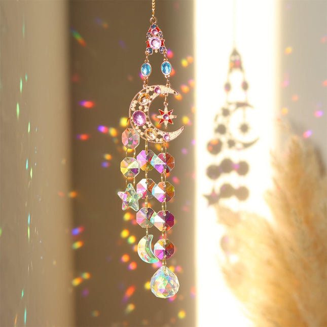 Colorful Dazzling Celestial Crystal Suncatcher - Star Shape Rainbow Maker Window Hanging Ornament.