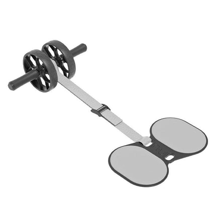 Grey Assisted Rebound Ab Roller with Foldable Knee Pad - Dual Wheel Core Trainer for Home Gym.