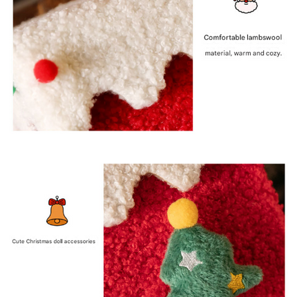 Red and White Luxe Plush Christmas Gift Box - Decorative Holiday Treat Box with Snowy Trim.