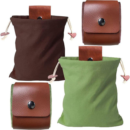 Coffee Collapsible Canvas Foraging Pouch - Hands-Free Belt Bag for Hiking & Camping Activities.