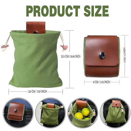Coffee Collapsible Canvas Foraging Pouch - Hands-Free Belt Bag for Hiking & Camping Activities.