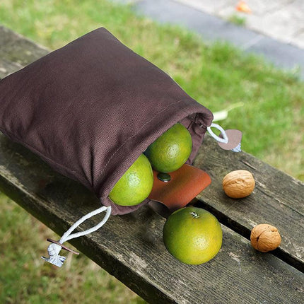 Coffee Collapsible Canvas Foraging Pouch - Hands-Free Belt Bag for Hiking & Camping Activities.