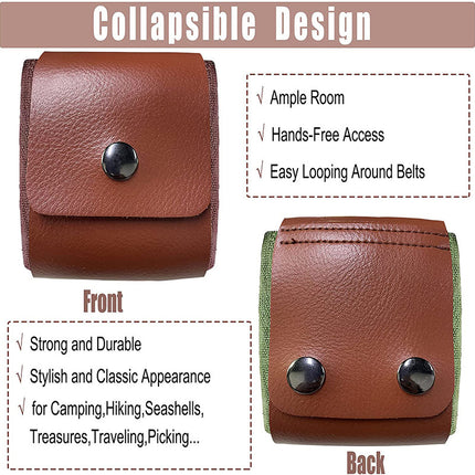 Khaki Collapsible Canvas Foraging Pouch - Hands-Free Belt Bag for Hiking & Camping Activities.