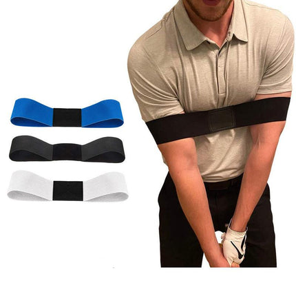 Black Golf Swing Trainer Arm Band - Simple Posture Corrector for Improved Alignment & Connection.