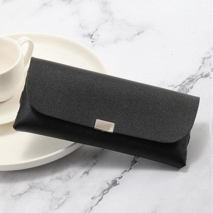 Black Sleek PU Leather Eyeglass Pouch Set (3-Pack) - Slim Protective Case for Sunglasses.