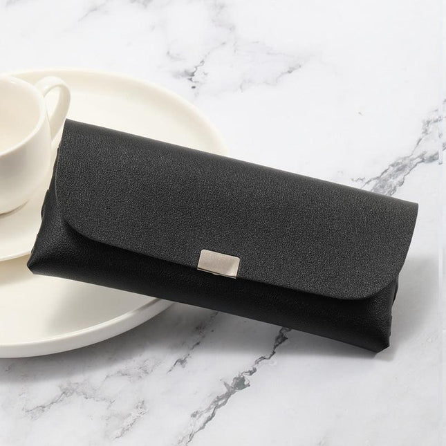 Black Sleek PU Leather Eyeglass Pouch Set (3-Pack) - Slim Protective Case for Sunglasses.