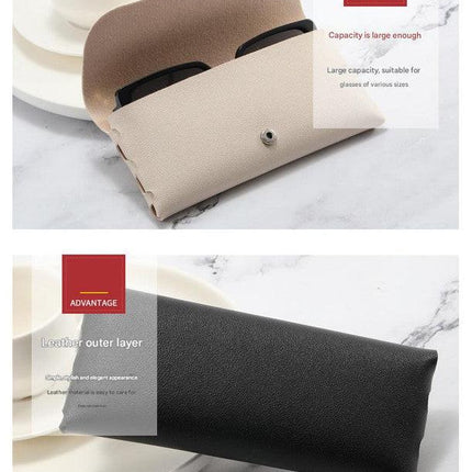 Brown Sleek PU Leather Eyeglass Pouch Set (3-Pack) - Slim Protective Case for Sunglasses.