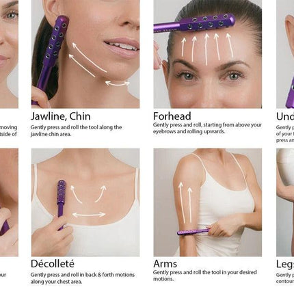 Purple Germanium Stone Facial Roller - Uplifting & Sculpting Beauty Massager for Face and Body.