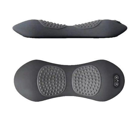 Dark Grey 3-in-1 Heated Back Stretcher with Vibration Massage & Traction Lift — Memory Foam Lumbar Support Cushion for Home Therapy and Pain Relief.