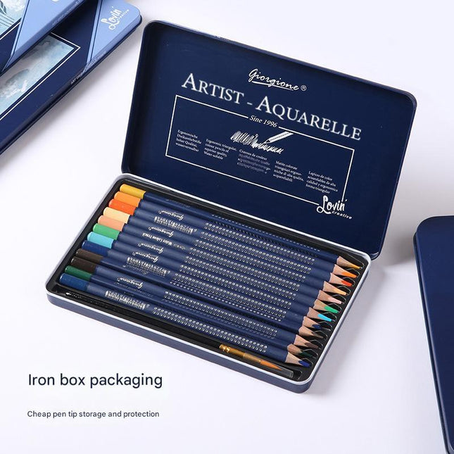 Giorgione Artist Watercolour Pencils 48-Color Set - Premium Water Soluble Colored Pencils for Art & Drawing with Tin Case.
