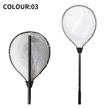 Black High Strength Large Landing Net - Fishing Net with Long Foldable Handle and Soft Rubber Netting, Dip Net for Fishing, Ideal for Boat, Pier, River Angling.