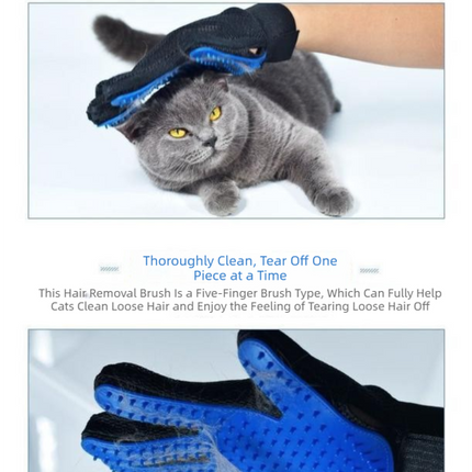 3 Pairs Blue Pet Grooming Gloves for Dogs & Cats - Deshedding, Bathing & Massage Brush.