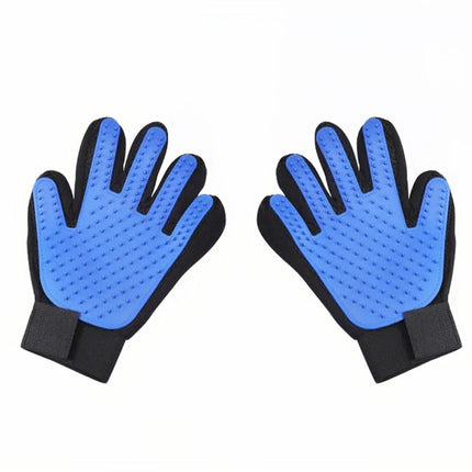 3 Pairs Blue Pet Grooming Gloves for Dogs & Cats - Deshedding, Bathing & Massage Brush.