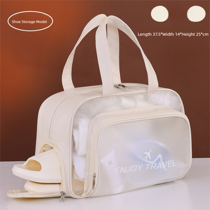 Beige Waterproof Wet Dry Separation Travel Bag - Gym, Beach, Swim, Sports Tote with Shoe Compartment(Filming props are not included).
