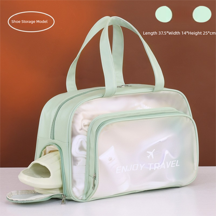 Green Waterproof Wet Dry Separation Travel Bag - Gym, Beach, Swim, Sports Tote with Shoe Compartment(Filming props are not included).