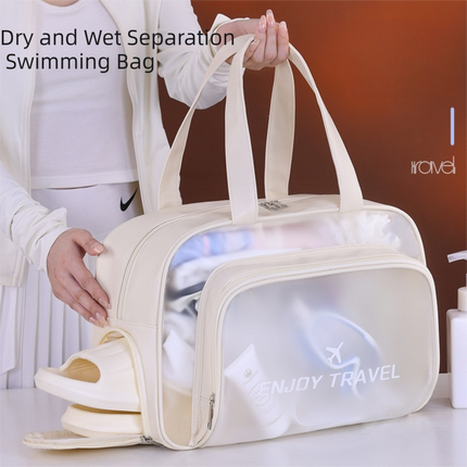 Green Waterproof Wet Dry Separation Travel Bag - Gym, Beach, Swim, Sports Tote with Shoe Compartment(Filming props are not included).