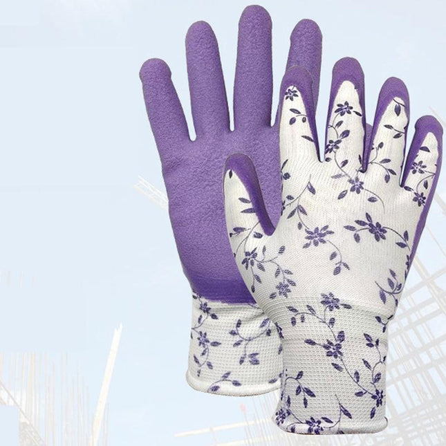 Purple Garden Gloves - 5 Pairs Anti-Puncture, Waterproof, Wear-Resistant Gardening Work Gloves for Planting, Weeding, Rose Pruning.