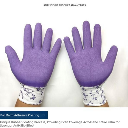 Purple Garden Gloves - 5 Pairs Anti-Puncture, Waterproof, Wear-Resistant Gardening Work Gloves for Planting, Weeding, Rose Pruning.
