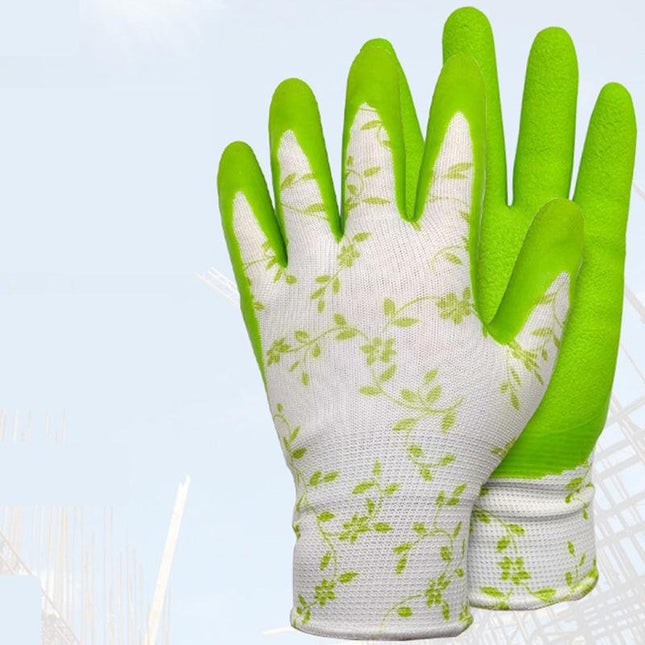 Green Garden Gloves - 5 Pairs Anti-Puncture, Waterproof, Wear-Resistant Gardening Work Gloves for Planting, Weeding, Rose Pruning.