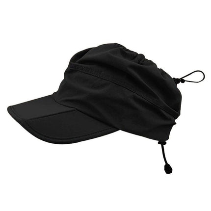 Black Foldable Packable Visor Cap for Women, Quick Dry Outdoor Running Sport Sun Protection Hat.