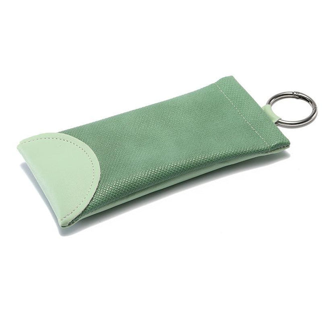 2 Pcs Green Portable Eyeglasses Pouch with Keychain Snake Skin Pattern Soft Sunglasses Bag Fashion Myopia Glasses Case.