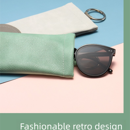2 Pcs Green Portable Eyeglasses Pouch with Keychain Snake Skin Pattern Soft Sunglasses Bag Fashion Myopia Glasses Case.
