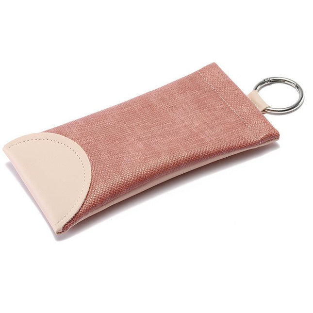 2 Pcs Pink Portable Eyeglasses Pouch with Keychain Snake Skin Pattern Soft Sunglasses Bag Fashion Myopia Glasses Case.