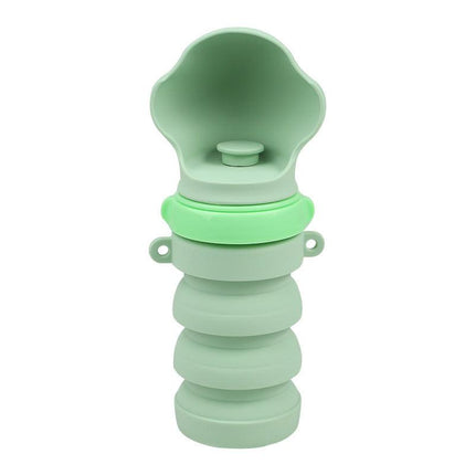 Green Portable Collapsible Pet Water Bottle for Dogs Outdoor Travel Drinking Dispenser Silicone Pet Water Cup.