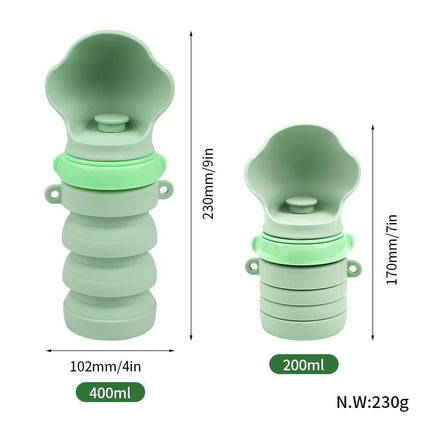 Green Portable Collapsible Pet Water Bottle for Dogs Outdoor Travel Drinking Dispenser Silicone Pet Water Cup.