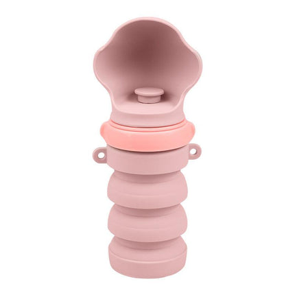 Pink Portable Collapsible Pet Water Bottle for Dogs Outdoor Travel Drinking Dispenser Silicone Pet Water Cup.