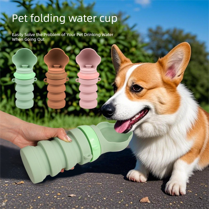 Brown Portable Collapsible Pet Water Bottle for Dogs Outdoor Travel Drinking Dispenser Silicone Pet Water Cup.