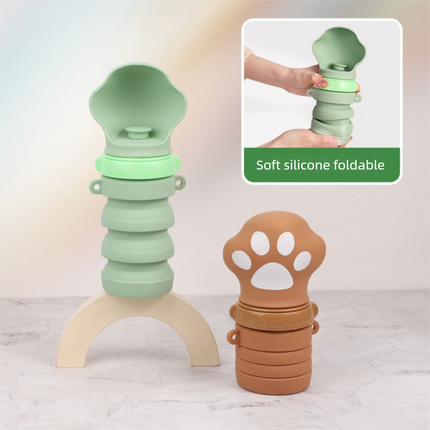 Brown Portable Collapsible Pet Water Bottle for Dogs Outdoor Travel Drinking Dispenser Silicone Pet Water Cup.