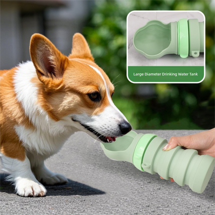 Brown Portable Collapsible Pet Water Bottle for Dogs Outdoor Travel Drinking Dispenser Silicone Pet Water Cup.