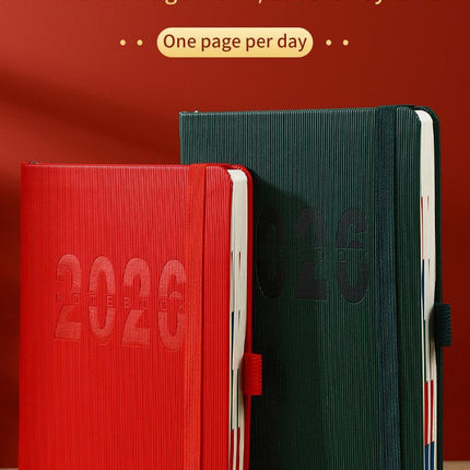 Blue 2026 A5 English Daily Planner Notebook 365-Day Schedule Book for Monthly & Annual Planning.