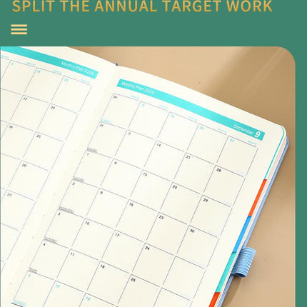 Blue 2026 A5 English Daily Planner Notebook 365-Day Schedule Book for Monthly & Annual Planning.