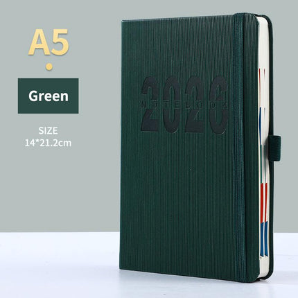 Green 2026 A5 English Daily Planner Notebook 365-Day Schedule Book for Monthly & Annual Planning.
