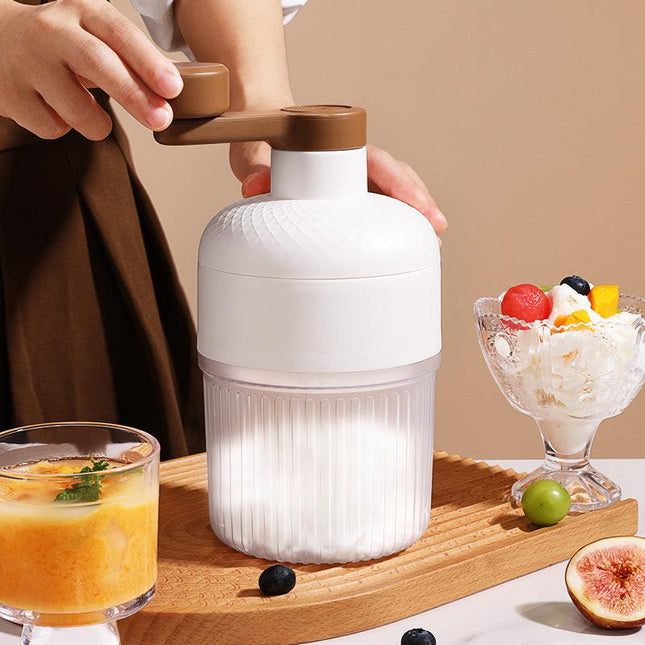 Manual Ice Shaver Machine Portable Hand-Crank Snow Cone Maker for Home Use with 2 Ice Cube Molds.
