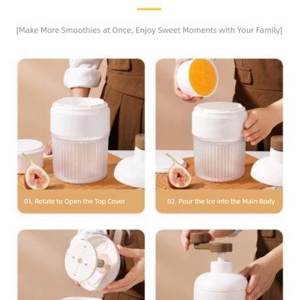 Manual Ice Shaver Machine Portable Hand-Crank Snow Cone Maker for Home Use with 2 Ice Cube Molds.