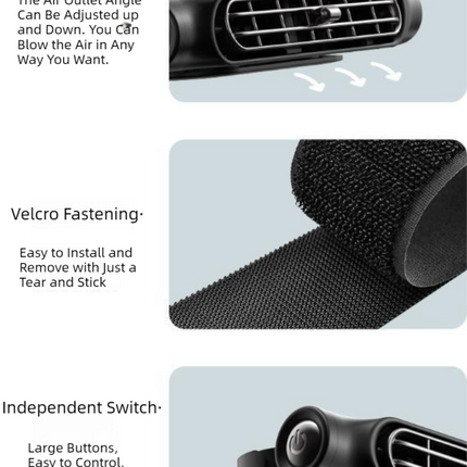 Black Car Seat Back Headrest Fan USB Powered Turbine Cooling Fan with 3 Adjustable Speeds.