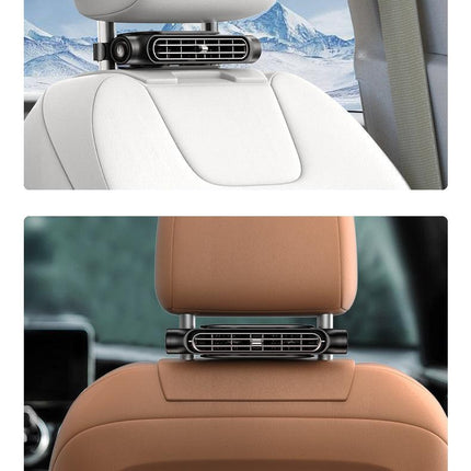 White Car Seat Back Headrest Fan USB Powered Turbine Cooling Fan with 3 Adjustable Speeds.