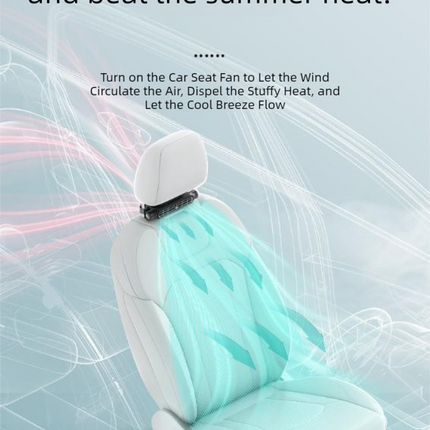 Beige Car Seat Back Headrest Fan USB Powered Turbine Cooling Fan with 3 Adjustable Speeds.