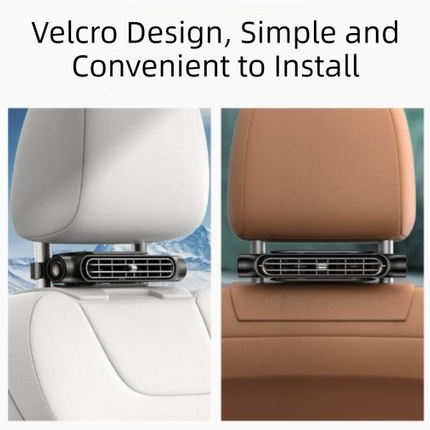Beige Car Seat Back Headrest Fan USB Powered Turbine Cooling Fan with 3 Adjustable Speeds.