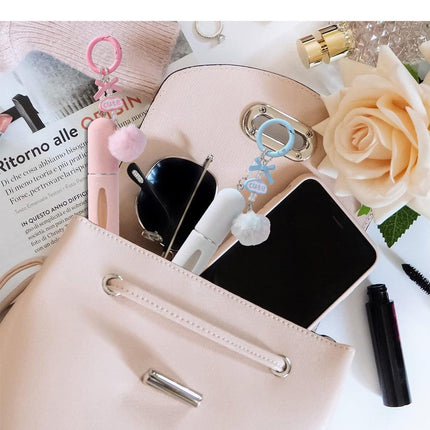 Pink 3 Pack Plush Perfume Atomiser Keychain - 5ml Portable Refillable Spray Bottle with Pom Pom Bag Charm.